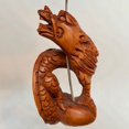 thumbnail image 4 of Hand Carved Fierce Dragon Boxwood Ojime/Netsuke Bead | 33x17x11mm | Brown | 1 Beads, 4 of 7