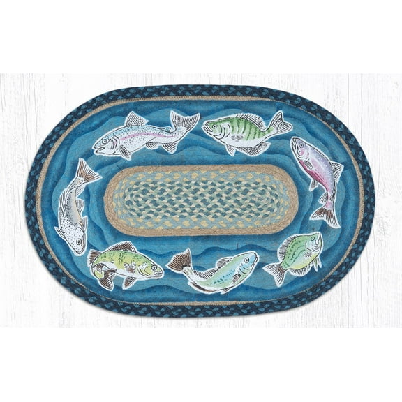 Earth Rugs OP-362 Swimming Fish Oval Patch 20" x 30"
