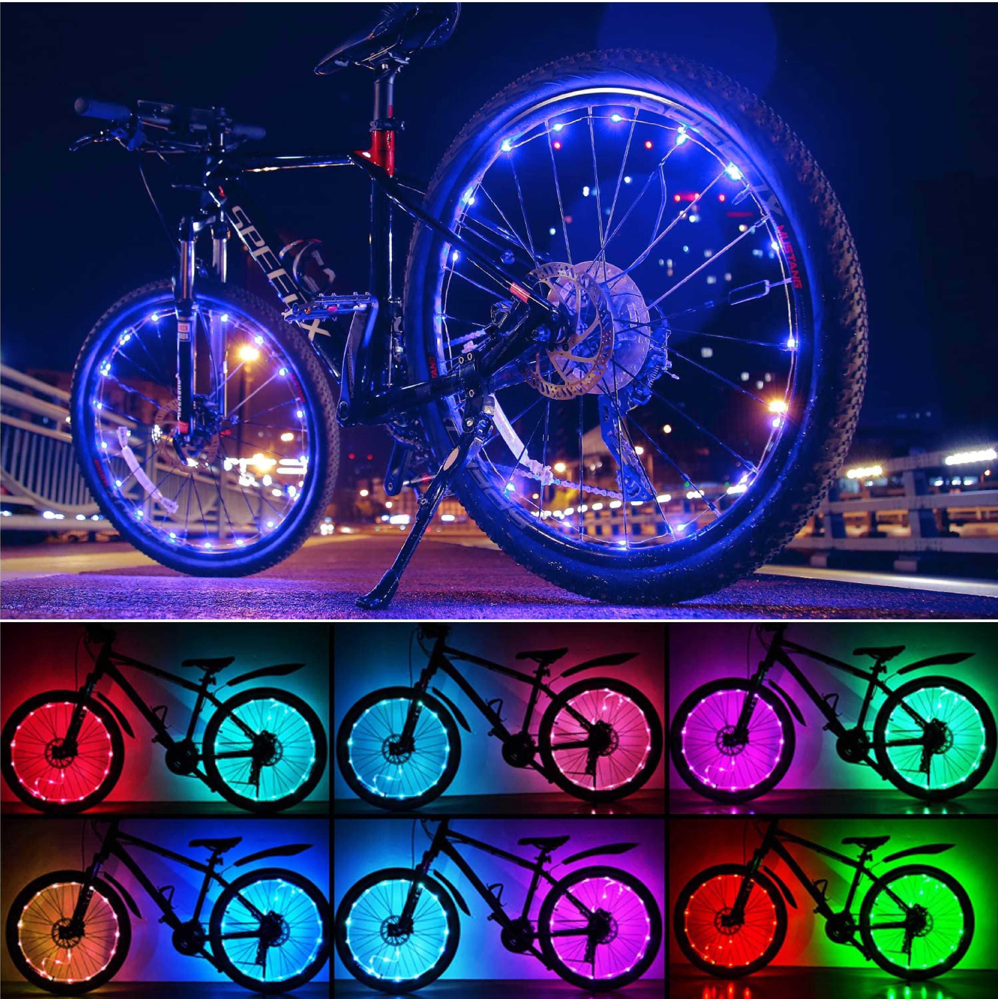 Bicycle Light 7 Colors 29 Lighting Modes and Strobes Great Gifts for Boys Girls Men Women Patent Pending Fussion Upgraded Multicolor Changing LED Bike Wheel Lights with APP Control Waterproof 