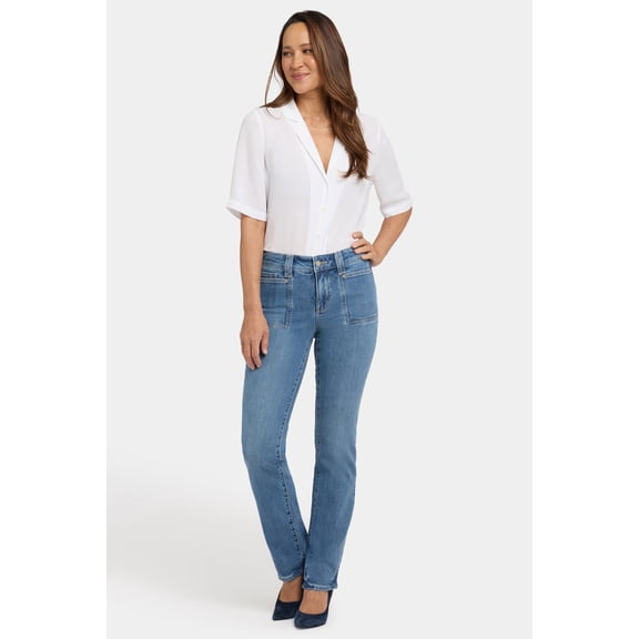 NYDJ Women's Straight Jeans With Front Patch Pockets