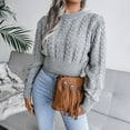 thumbnail image 2 of Women's Fall Clothes, Crew Neck Sweater For Women Clothing 2022 Thick Knit Sweater Women's Autumn And Winter Top Ins Style Casual Long-Sleeved Knitted Sweater Top Casual Sweater (L, Gray) TBKOMH, 2 of 5