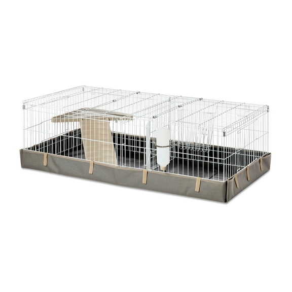 Vibrant Life Soft Sided Guinea Pig Habitat, Indoor/Outdoor Canvas-Bottomed Pet Cage, White, 48.03" x 27" x14.17"
