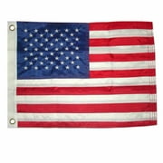 12x18" American US Flag Embroidered Nylon MOTORCYCLE BOAT USA Sewn Grommet 210D