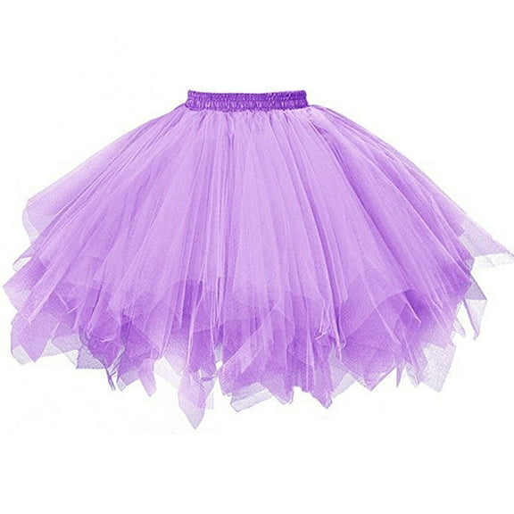 fartey Tutu Skirt for Women Solid Color Pleated Layered Ballet Dance Skirts Elastic Tulle Cosplay Party Short Tutu Skirt