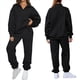 thumbnail image 3 of Conjuntos de Dos Piezas para Mujer: Jersey de Larga con Media Cremallera y Pantalón Deportivo Holgado con Bolsillos. Negro S, 3 of 8