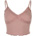 thumbnail image 3 of Camisola de encaje con cuello en V y tirantes finos acanalados para mujer, 3 of 7