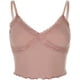 thumbnail image 3 of Camisola de encaje con cuello en V y tirantes finos acanalados para mujer, 3 of 7