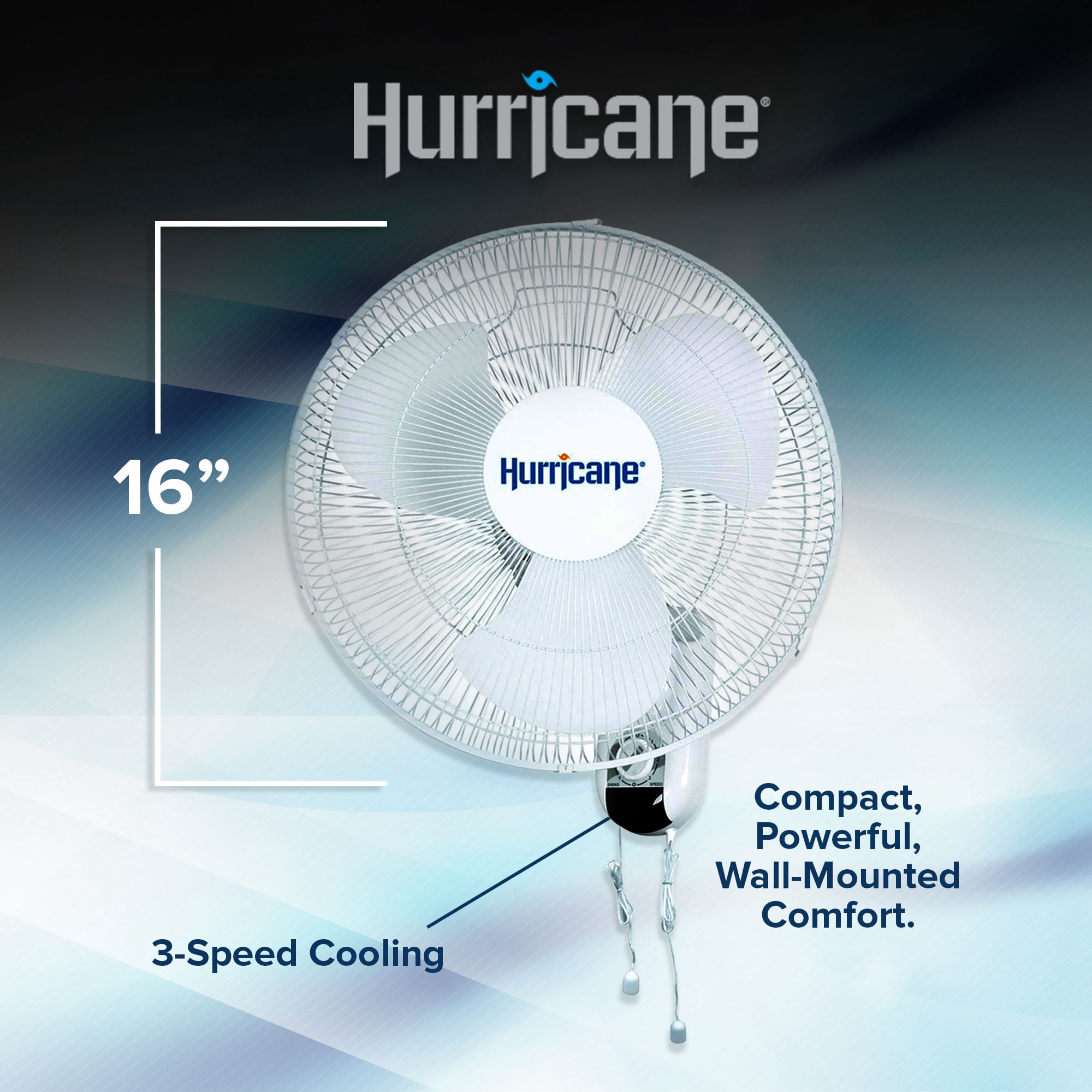 Hurricane Classic 16 Inch 90 Degree Oscillating Wall Fan, White (4 Pack)