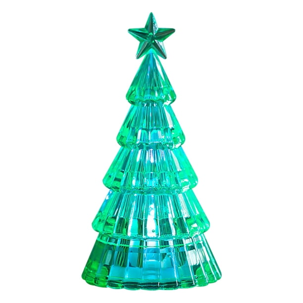 Adornos navideños Mini árbol de Navidad de cristal luminoso Adorno de escritorio Regalo navideño para niños Luces decorativas