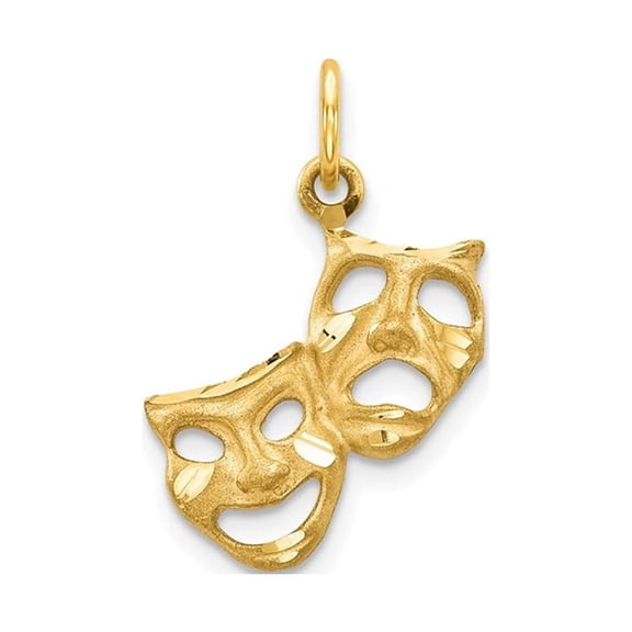 Gem & Harmony 10K Yellow Gold Comedy Tragedy Charm Pendant (No Chain) for Women