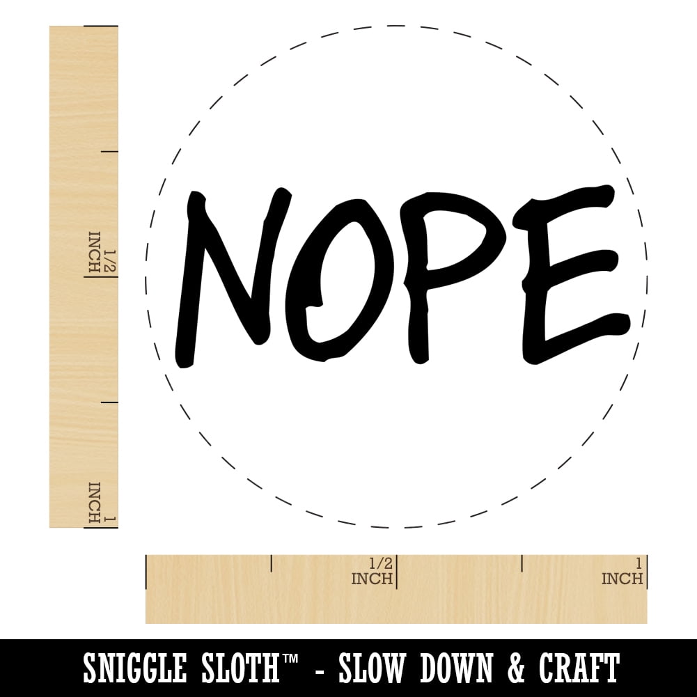 Nope Text Self-Inking Rubber Stamp Ink Stamper - Blue Ink - Medium 1 Inch