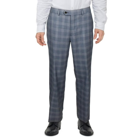 Men's Classic-Fit UltraFlex Stretch Suit Pants Blue Plaid 32x30