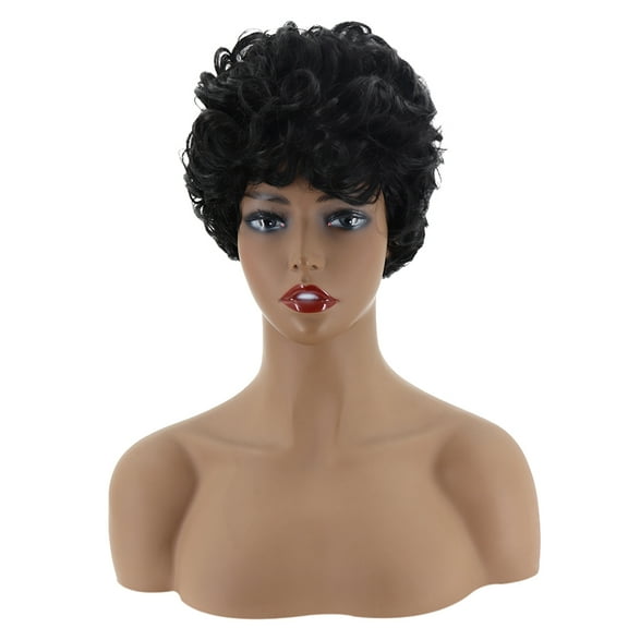 LABSERRON 1Pcs Short Wigs for Women with Black Curly and Smooth Touch 28x28cm