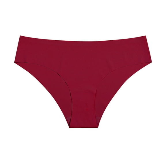 HUPOM Seamless Underwear For Women Womens Silk Panties Low waist Elastic Waist Solid Thong Wine S