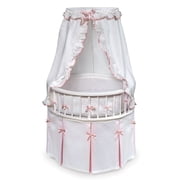Badger Basket Elegance Round Baby Bassinet with Canopy - White/Pink