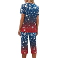 thumbnail image 6 of 4th of July Pajamas for Women Set Soft Comfy Pajamas Red Blue and White Star Print Short Sleeve Tops Capri Pants Pjs Set with Pockets, 6 of 6