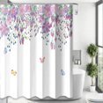 thumbnail image 3 of Cortina de ducha DEKAXID con diseño de hojas y flores de acuarela, color verde, para baño, decoración artística para el hogar, tela con gancho, 3 of 6