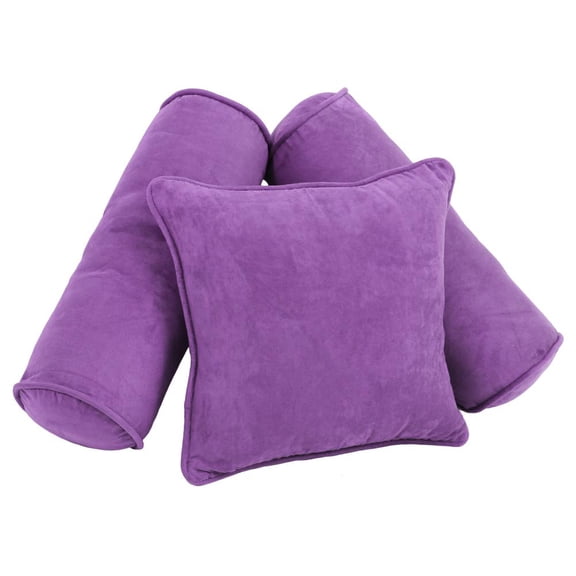 Blazing Needles 9816-CD-S3-MS-UV Double-Corded Solid Microsuede Throw Pillows with Inserts, Ultra Violet - Set of 3