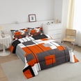 thumbnail image 2 of Erosebridal Black White Grey Orange Bedding Set Twin Geometric Square Comforter Set Adults Geometry Striped Down Comforter Soft Lightweight Modern Abstract Quilt Duvet Insert 1 Pillow Case, 2 of 6