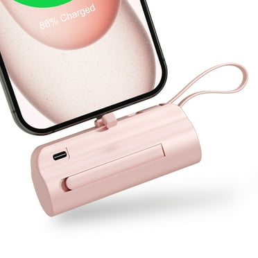 Portable Charger, Mini Power Bank for iPhone 17 16 15 14 13 12, 4500mAh Battery Pack for Android, Pocket Sized with Dual Output, Ideal for Traveler(Pink)