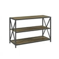 thumbnail image 1 of Pemberly Row 40" X-Frame Metal and Wood Media Bookshelf in Rustic Oak, 1 of 4