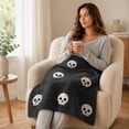 thumbnail image 5 of Guvpev Halloween Throw Blanket 39.4"x27.6" - Black Soft Flannel Decorative Blanket with Textured Skulls, Spooky Halloween Home Accent for Couch, Bed, Travel, Living Room & Fall Holiday Decor, 5 of 9