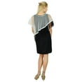 thumbnail image 4 of Bimba Women Short Mini Black Bodycon Dress With Asymmetrical Poncho Classic Top, 4 of 5