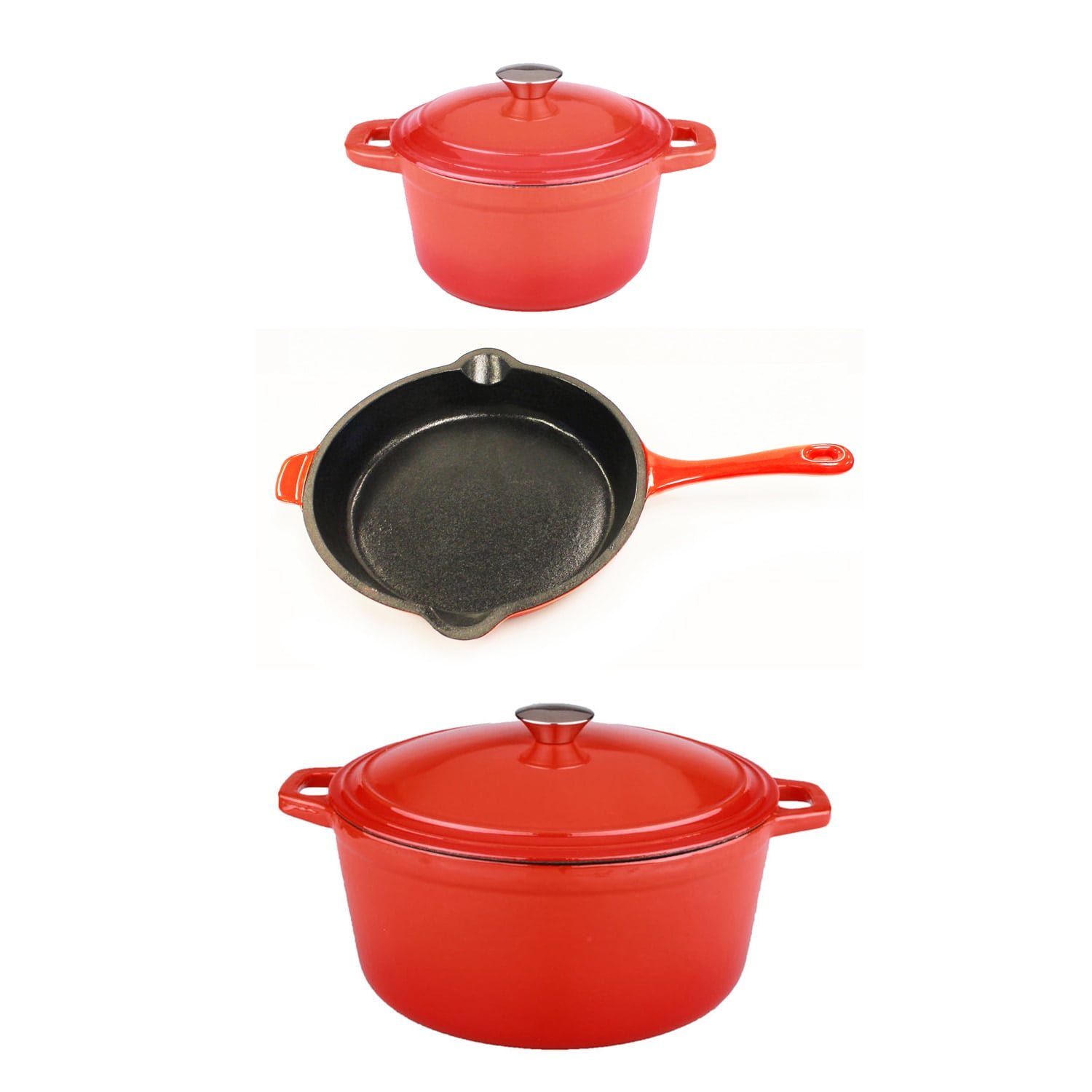 BergHOFF Neo Orange 5piece Set Cast Iron Pan Set