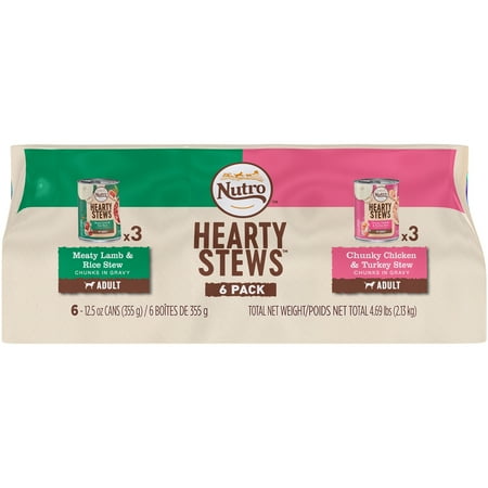 Nutro Hearty Stews Chunks In Gravy Variety Pack: Meaty Lamb & Rice Stew And Chunky Chicken & Turkey Stew Wet Dog Food 12.5 Oz. (Pack Of 6)