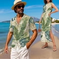 thumbnail image 2 of Jeiento Vintage Matching Outfits for Couples Vacation Tropical Leaves Mens Short Sleeve Shirts or Women Sleeveless Sundress Vacation Luau Shirt and Dress Set, 2 of 6
