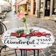 thumbnail image 6 of Christmas Truck Round Tablecloth for 36-44 Inch Tables,Fitted Table Cover with Elastic Edge,Buffalo Plaid Xmas Pine Tree Snowflakes Waterproof Outdoor Table Cloth Protector for Patio Garden Dinner, 6 of 9