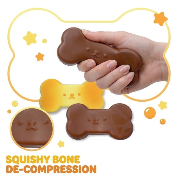 Slow Rising Squeeze, Dog Bone, 3X1.5 In, Brown, Cute, Sensory Squeeze, Relaxation Toy, Play Dough, Soft Play, Sensory Play, Desktop Decor, 1 Pc