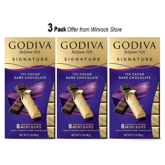 Godiva Signature Dark Chocolate, 8 Mini Bars, 3.1 oz (3 Pack) Offer from Winrock Store