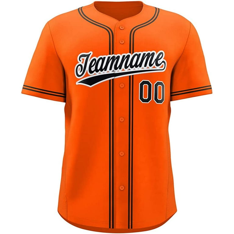 Custom Orange Baseball Jersey Button Down Shirt