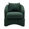 thumbnail image 6 of Accent Side Chair with Pillow, Modern Boucle Upholstered Armchair with Curved Back, Comfy Leisure Single Sofa Barrel Chair for Living Room, Bedroom, Waiting Room, Office, Club, Cafe, Emerald, 6 of 9