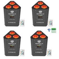 (4) Rockville RockWedge LED RGBWA UV Rechargeable Wireless DMX DJ Par Up-Lights