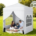 thumbnail image 3 of Costway 6.5 x 6.5 FT Pop up Canopy Tent with 4 Sidewalls, Wheeled Bag, 4 Sandbags, 8 Stakes White, 3 of 10