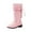 Pink, variant on Ccpelsie Girl's Knee High Winter Boots Bowknot Warm Snow Boots Low Heels Boot with Side Zipper Toddler Big Kid Little Kid(Brown,1.5)