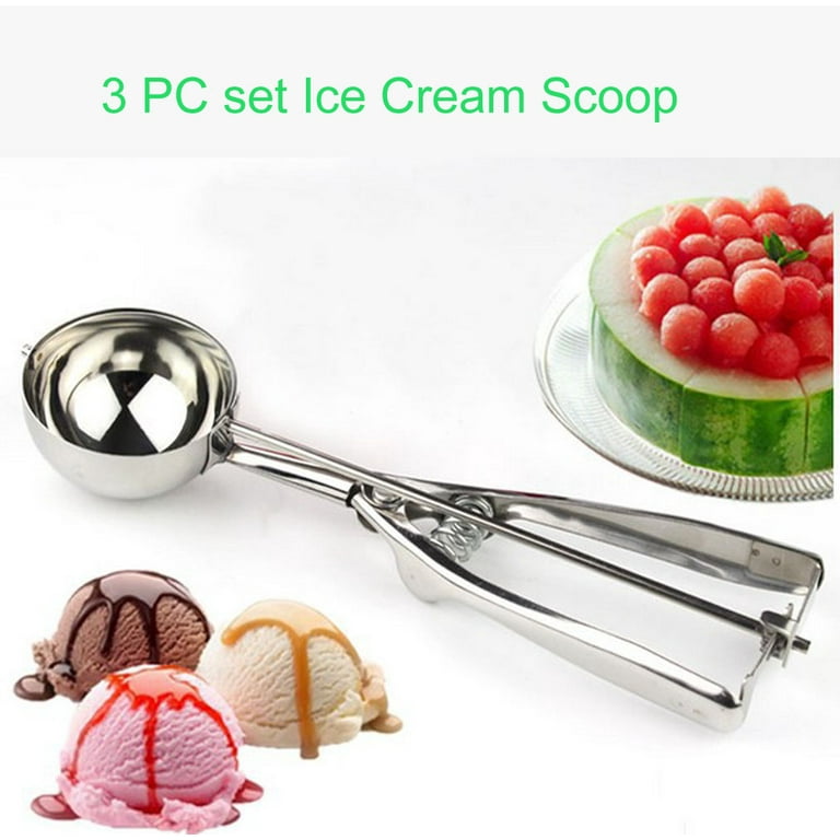 3 Size Stainless Steel Ice Cream Scoop Spoon Spring Handle Cookie Scoop Kitchen