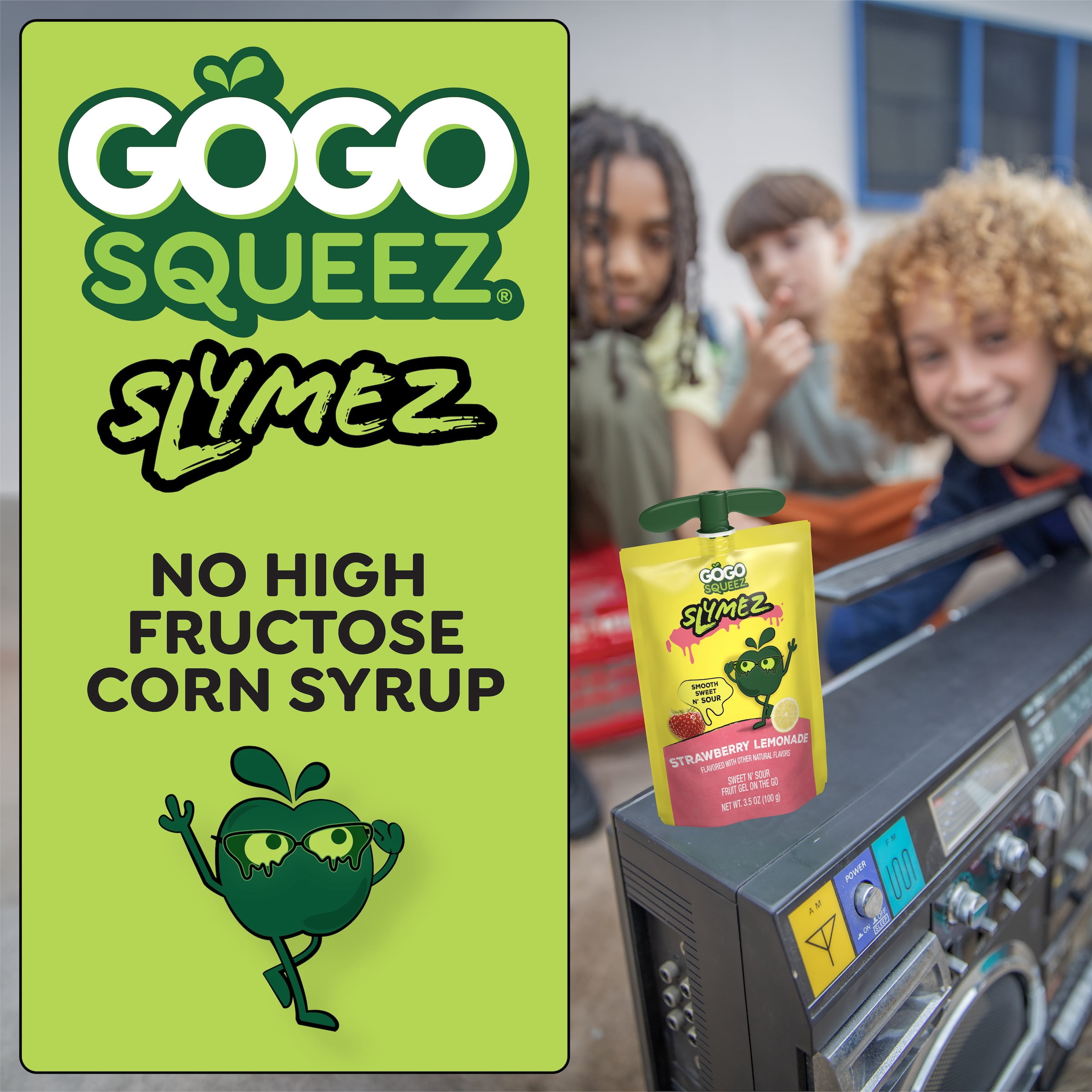 GoGo squeeZ No Sugar Added Strawberry Lemonade SlymeZ Fruit Gel On The Go, 3.5 oz (10 Pack)