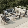 thumbnail image 2 of POTEBAN Aluminum Patio Furniture Set, Modern Metal Outdoor Sectional Sofa, Patio Conversation Sets with Side Table for Poolside, courtyard,Grey, 2 of 10
