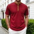 thumbnail image 2 of Mens Shirts Short Sleeve Casual Summer Basic T Shirts Button Vintage Lightweight Tee TopsSize XL, 2 of 9
