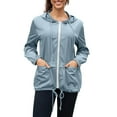 thumbnail image 4 of Akafmk Fall/Winter Women's Waterproof Hiking Jacket,Plus Size Womens Rain Jackets,Solid Color Long Sleeve Loose Outdoor Raincoat Windbreaker Hiking Jackets, 4 of 4