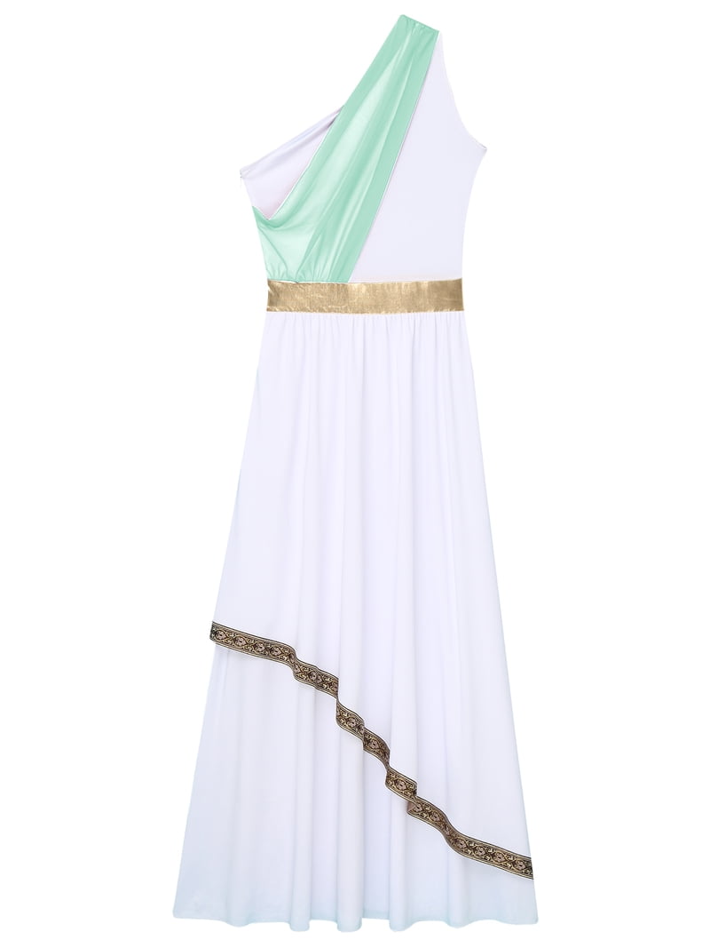 CHICTRY Women Greek Toga Roman Hero Queen Tunic One Shoulder Ruffles Maxi Gown  Dress Mint Green 3XL - Walmart.com