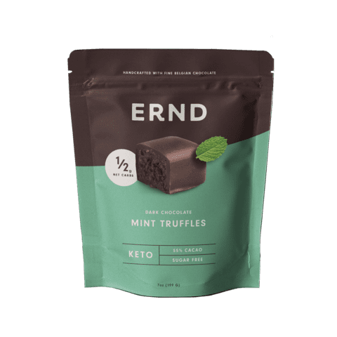 ERND Mint Dark Chocolate Truffles (7 oz) | Sugar Free | 1/2g Net Carbs | Belgian Chocolate | Individually Wrapped