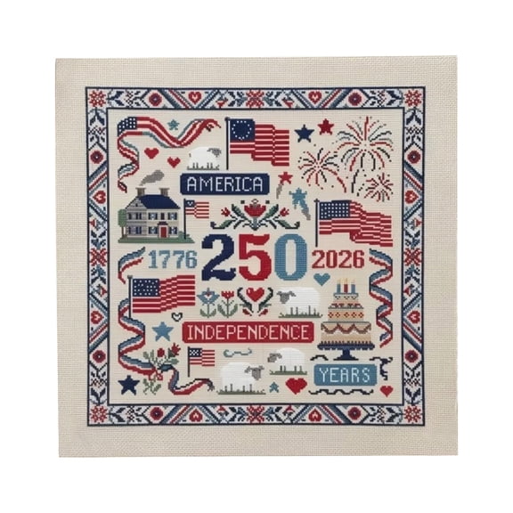 250th Anniversary Cross Stitch Kit, DIY Bell & Statue of Liberty Patterns, Beginner-Friendly Full-Color Symbols, Counted or Stamped Fabric, Patriotic Wall Art