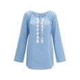 thumbnail image 1 of Blusa de mujer Camisa de color sólido de manga larga Costura de encaje Blusa suelta informal Ropa de otoño, Azul, XXL sidaley AP003723-25, 1 of 5