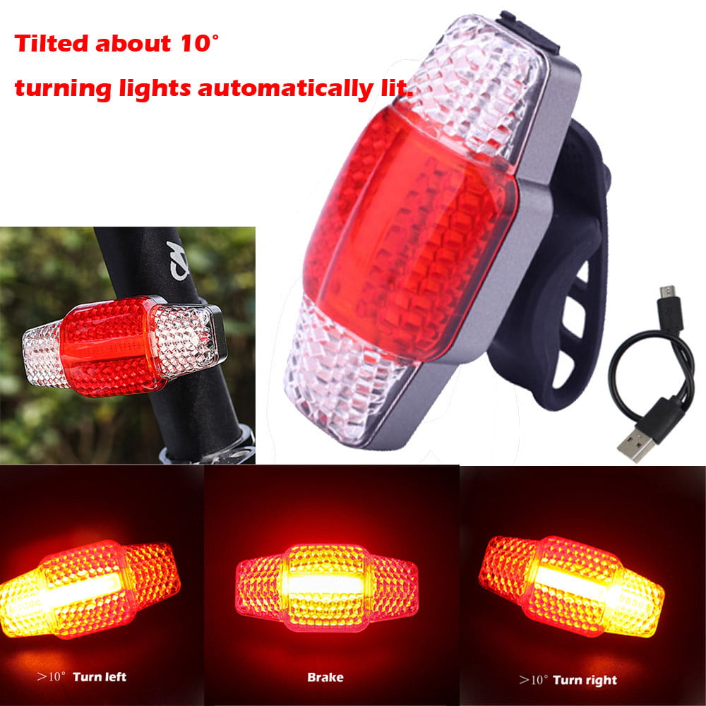 Intelligent COB LED Bicycle Bike Tail Light Brake Rear Lamp Red USB Rechargeable