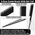 thumbnail image 3 of 3 Row Hair Comb Set Rat Tail Styling Comb Curly Hair Styling Brush Black Unbraider Combs for Women Men Detangling Styling(2PCS), 3 of 6