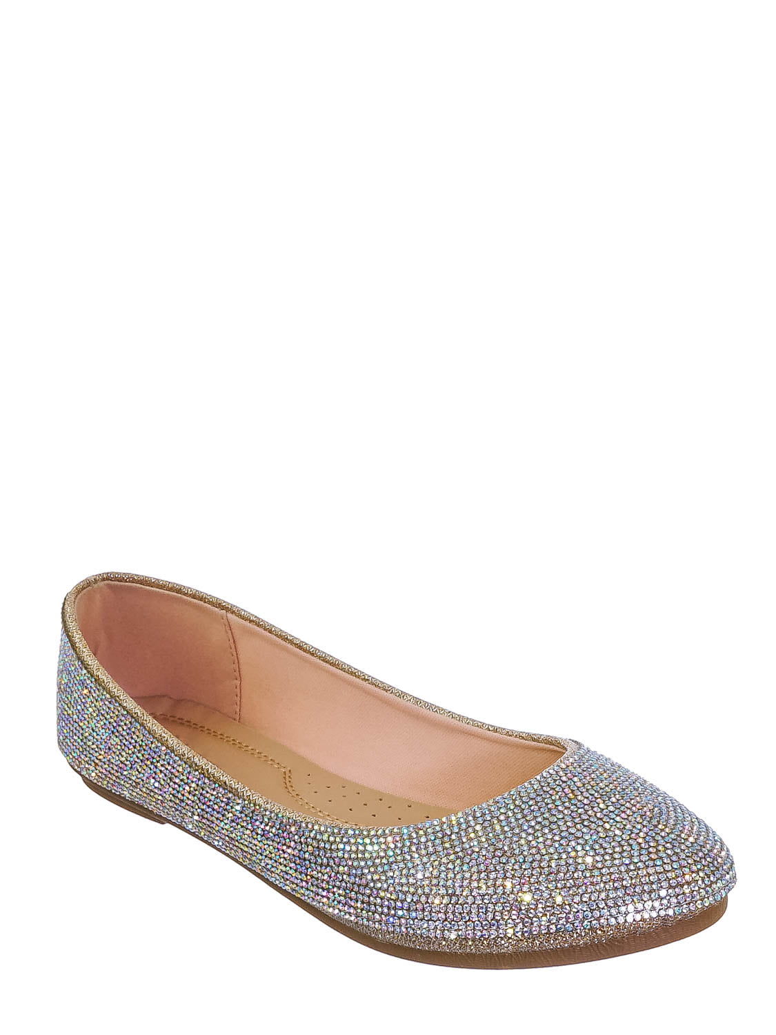 New women basic round toe  jeweled glitter ballet flats  loafer shoes 